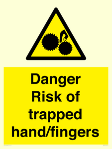 Danger Risk of trapped hand/fingers